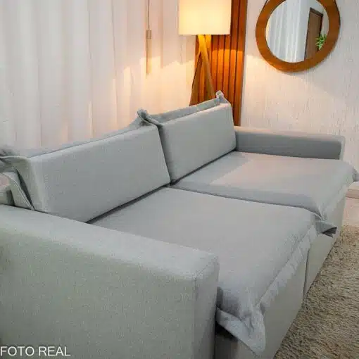 Sofá Retrátil e Cama Torino 2.10m Linho Cinza 507 - Sem Caixa - Imagem 8