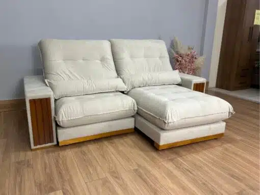 Sofá Retrátil e Reclinável Búzios 2.30m - Bege Veludo - Imagem 3