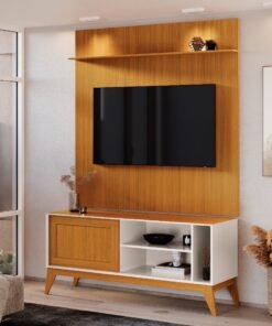 Rack Aruba com Painel Avant 55" -  Off White/Cedro