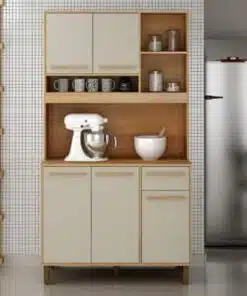 Armário Kit de Cozinha Ametista 5 portas - Cinamomo/Off White