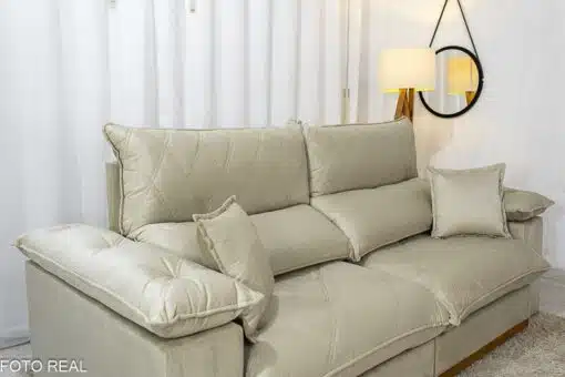 Sofá Retrátil Reclinável Magnum 2.30m Veludo Bege 818 - Molas Ensacadas - Imagem 6