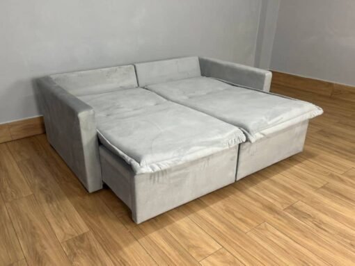 Sofá Cama Retrátil Reclinável Positano 1.80m Mod.80 - Prata Veludo - Imagem 7