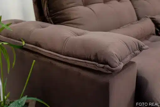 Sofá Retrátil Reclinável Ibis 2.30m Veludo Marrom 815 - D33 e Molas Ensacadas - Imagem 7
