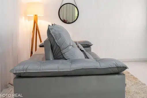 Sofá Retrátil Reclinável Ibis 2.30m Veludo Prata 823 - D33 e Molas Ensacadas - Imagem 8