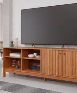 Rack Bancada Holanda Cinamomo Ripado 100% MDF TV até 70 Polegadas Larg. 1.85m - Permóbili