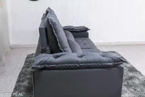 Sofá Retrátil Reclinável Grécia 2.00m Veludo Cinza - Sem Caixa - Imagem 8