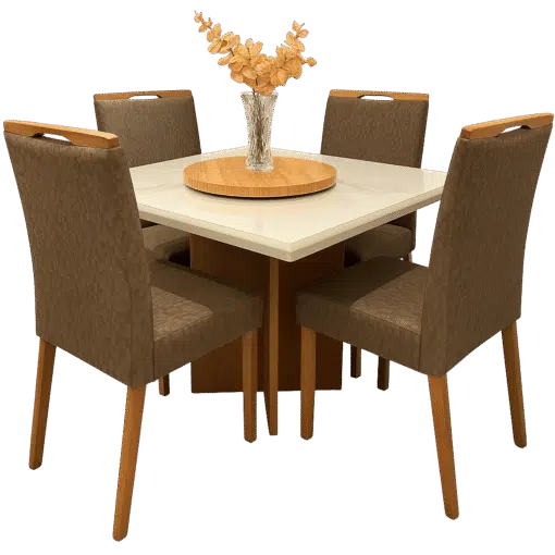 Mesa Salinas 120 Cinamomo/Off White com 4 Cadeiras Priscila Veludo Marrom 1015 – AVALON DECOR + CARVALHO DECOR - Imagem 4
