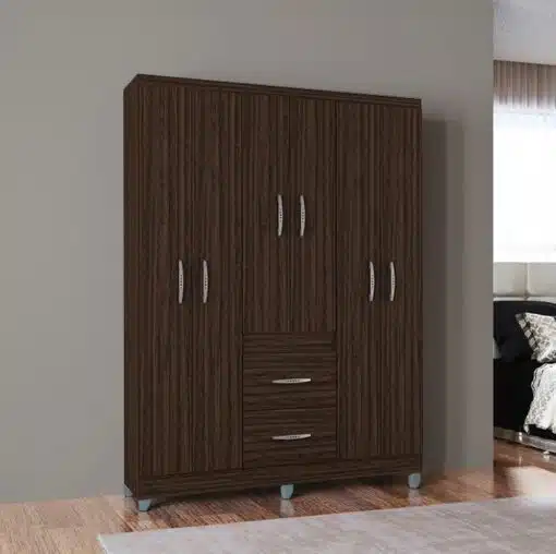 Guarda-Roupa 6 Portas Milão 1,35 m Chocolate - POQUEMA