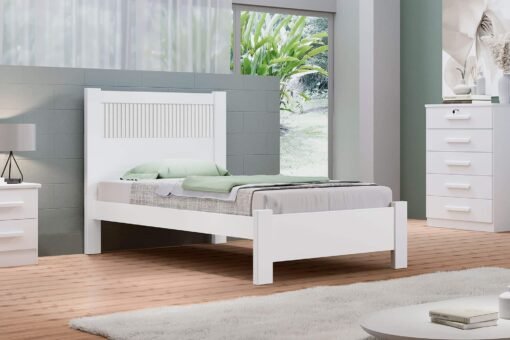 Cama solteiro Primícia Plus - Branco Rípado