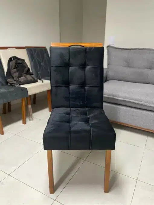 Mesa Alegra 120 Cinamomo com 4 Cadeiras Sophia Veludo Preto – JCM MOVELARIA + WM DECOR - Imagem 2