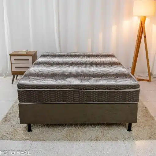Box Casal Sued Marrom Nosso Sonho + Colchão Casal Ortopédico Light 138x188x62 - Ortobom - Imagem 2