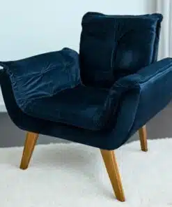 Poltrona Fixa Canadá Veludo Azul – JP ESTOFADOS