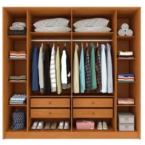 Guarda-Roupa 6 Portas Guarani/Chade Ripado 2,44m Cinamono/Off White - TCIL - Imagem 2