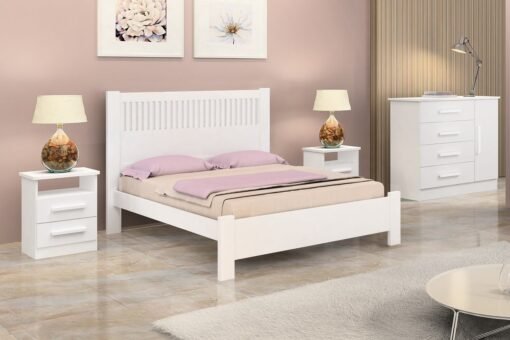 Cama Casal Primícia Plus - Branco Ripado