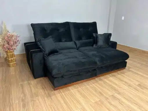 Sofá Retrátil e Reclinável Toronto 2.50m - Preto Veludo