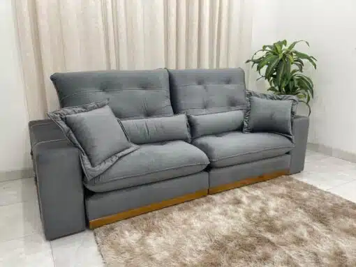 Sofá Retrátil e Reclinável Kioto 2.10m - Cinza Veludo - Imagem 7