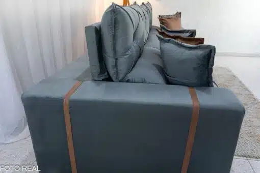 Sofá Retrátil Reclinável Gran Bello 3.20m Veludo Cinza - Molas Ensacadas - Imagem 8
