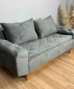 Sofá 3 lugares Berlim 2.00m - Cinza Veludo