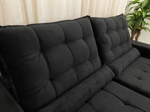 Sofá Retrátil Reclinável Small 2.30m - Preto Veludão - Imagem 8