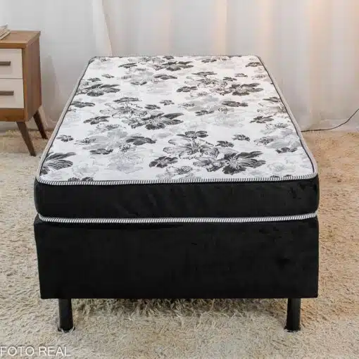 Box Solt. Sued Preto Nosso Sonho + Colchão Solt. Santé 100% Espuma D33 88x188x51 Nosso Sonho - Imagem 2