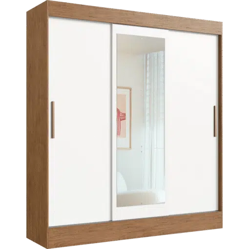 Guarda-Roupa 3 Portas Londres 69000 1,80 m Off White/Nogueira - DORIPEL - Imagem 4