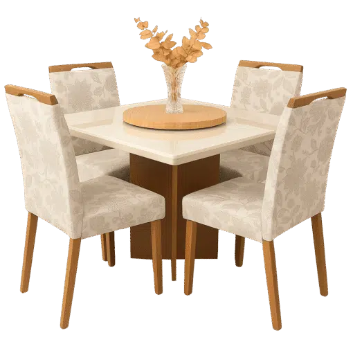 Mesa Salinas 120 Cinamomo/Off White com 4 Cadeiras Priscila Veludo Bege 224 – AVALON DECOR + CARVALHO DECOR - Imagem 4