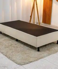 Box Solteiro Sued Bege 88x188x37 - Nosso Sonho