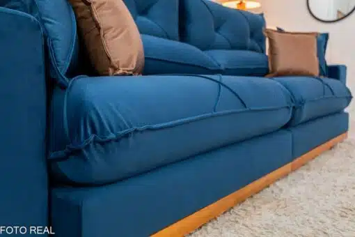Sofá Retrátil Reclinável Gran Bello 2.90m Veludo Azul - Molas Ensacadas Pocket - Imagem 7