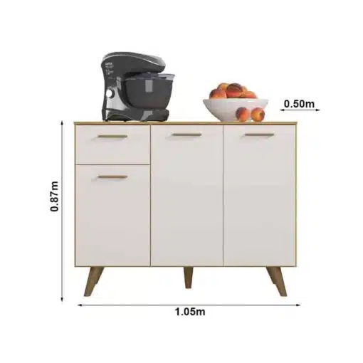 Balcão Cozinha Olinda Larg. 1.05m Freijó/Off Poliman - Imagem 3