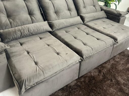 Sofá Retrátil Reclinável Atenas 2.70m - Marrom Veludo - Imagem 9