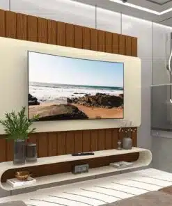 Home Suspenso Prime Castanho/Off Ripado TV até 75 Polegadas Larg. 1.83m - Gelius