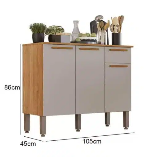 Balcão Cozinha Madri Cinamomo/Off Larg. 1.05m - Sallêto - Imagem 3