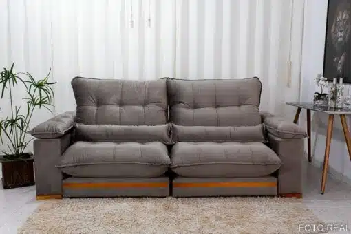 Sofá Retrátil Reclinável Ibis 2.30m Veludo Cinza 813 - D33 e Molas Ensacadas - Imagem 5