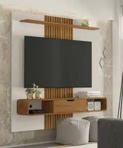Painel Lisboa Ripado 3D TV até 65 Polegadas Larg. 1.58m Off/Nature Bechara