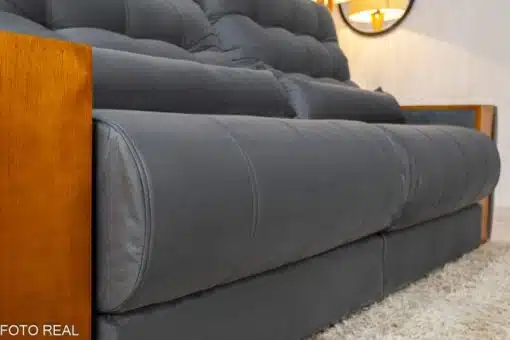 Sofá Retrátil Reclinável Gênova 2.50m Veludo Cinza 814  - Molas Ensacadas - Imagem 7