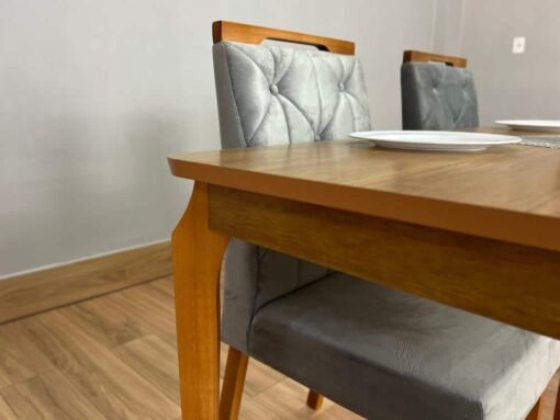 Mesa de Jantar Alegra 1.60x0.80 Com 6 Cadeiras Jasmim - Cinamomo/Cinza - Imagem 4