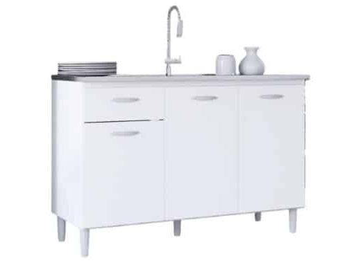 Balcão de cozinha Poquema para pia 1,20 - Branco