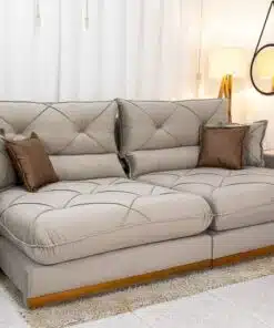Sofá Retrátil Reclinável Gran Bello 2.90m Veludo Capuccino - Molas Ensacadas