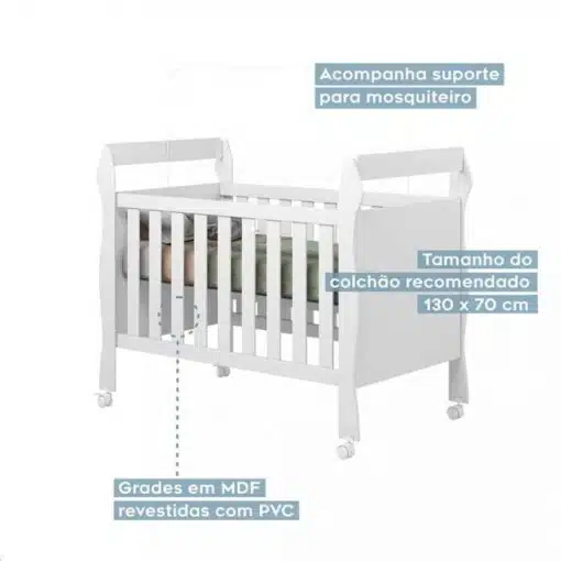 Berço e Mini Cama Americano Soninho 3 em 1 - Branco - Imagem 6