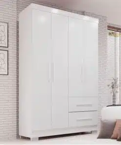Guarda-Roupa Solteiro 4 portas Estrela Larg. 1.00m Branco Com Pés Sallêto