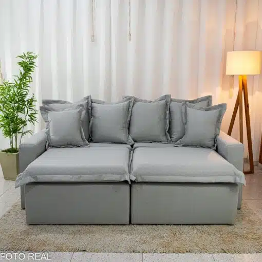 Sofá Retrátil e Cama Torino 2.10m Linho Cinza 507 - Sem Caixa - Imagem 5