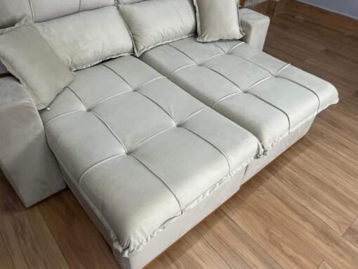 Sofá Retrátil Reclinável Oásis 1.80m - Bege Veludão - Imagem 2