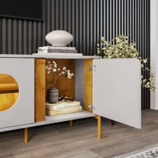 Rack Bancada Juquehy Off/Nature C/LED TV até 75 Polegadas Larg. 1.80m - Bechara - Imagem 3
