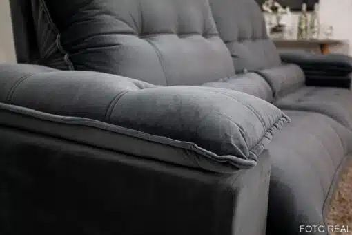 Sofá Retrátil Reclinável Ibis 2.50m Veludo Cinza 814 - D33 e Molas Ensacadas - Imagem 7