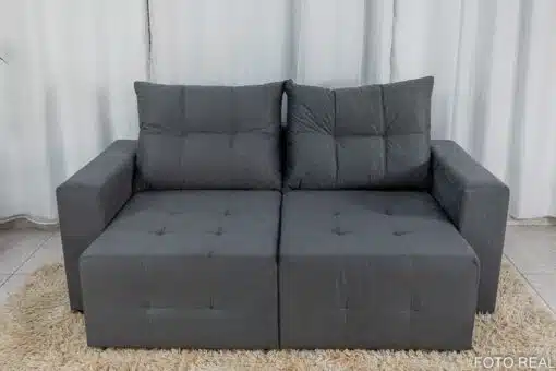 Sofá Retrátil Havaí 1.80m Veludinho Cinza 20 - Sem Caixa - Imagem 2