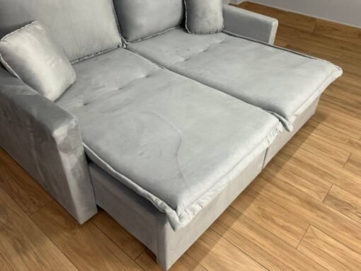 Sofá Cama Retrátil Reclinável Positano 1.80m Mod.80 - Prata Veludo - Imagem 3