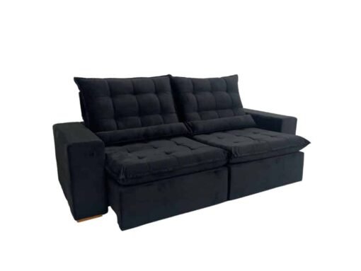 Sofá Retrátil Reclinável Small 2.30m - Preto Veludão - Imagem 12