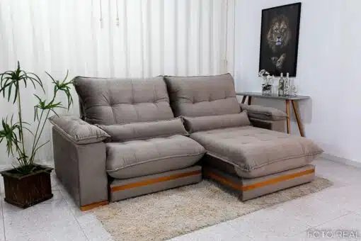Sofá Retrátil Reclinável Ibis 2.30m Veludo Cinza 813 - D33 e Molas Ensacadas - Imagem 2