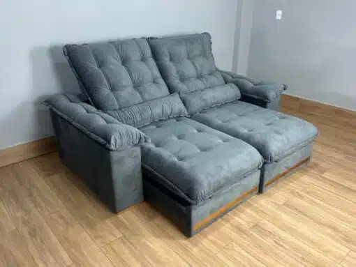 Sofá Retrátil e Reclinável Istambul 2.30m - Cinza Veludo - Imagem 4