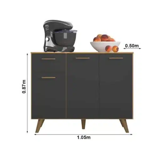 Balcão Cozinha Olinda Larg. 1.05m Freijó/Grafite Poliman - Imagem 3